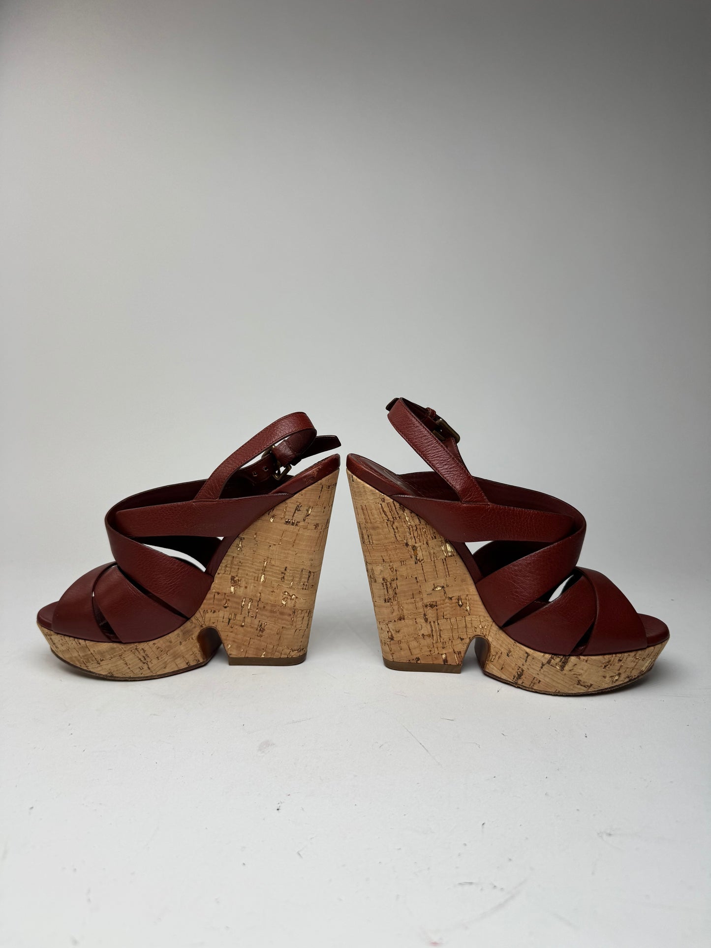 Vintage Yves Saint Laurent Leather heels redbrown EU36
