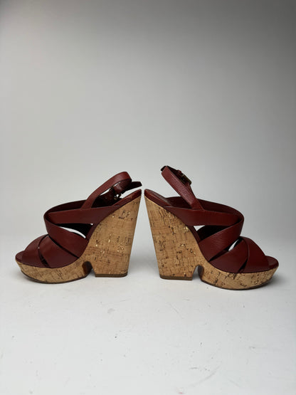 Vintage Yves Saint Laurent Leather heels redbrown EU36