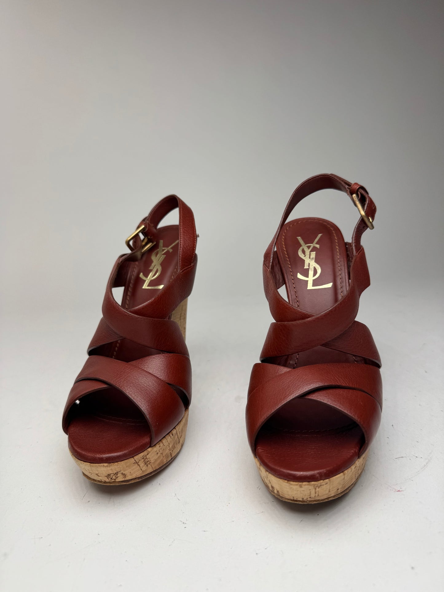 Vintage Yves Saint Laurent Leather heels redbrown EU36