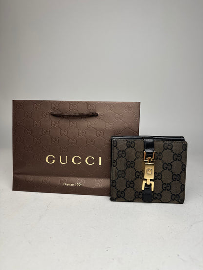 Vintage Gucci Jackie Monogram Wallet black brown