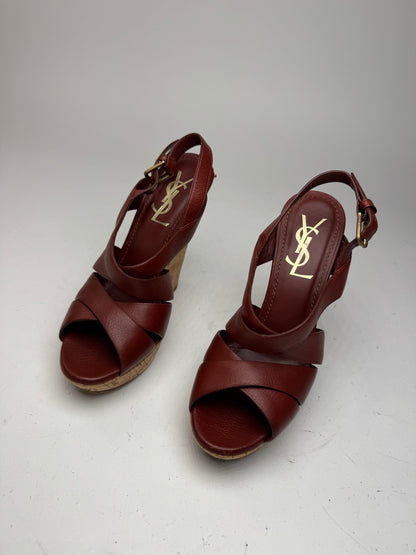 Vintage Yves Saint Laurent Leather heels redbrown EU36