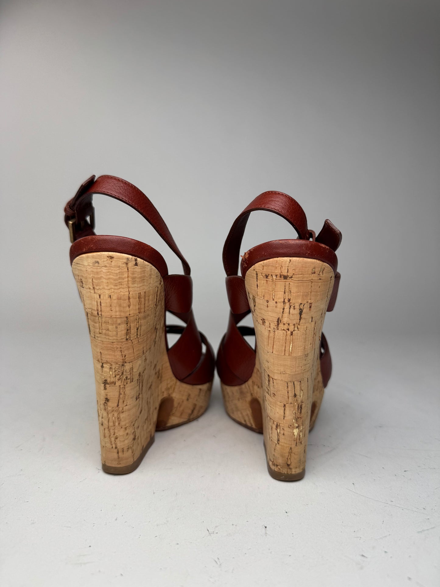 Vintage Yves Saint Laurent Leather heels redbrown EU36