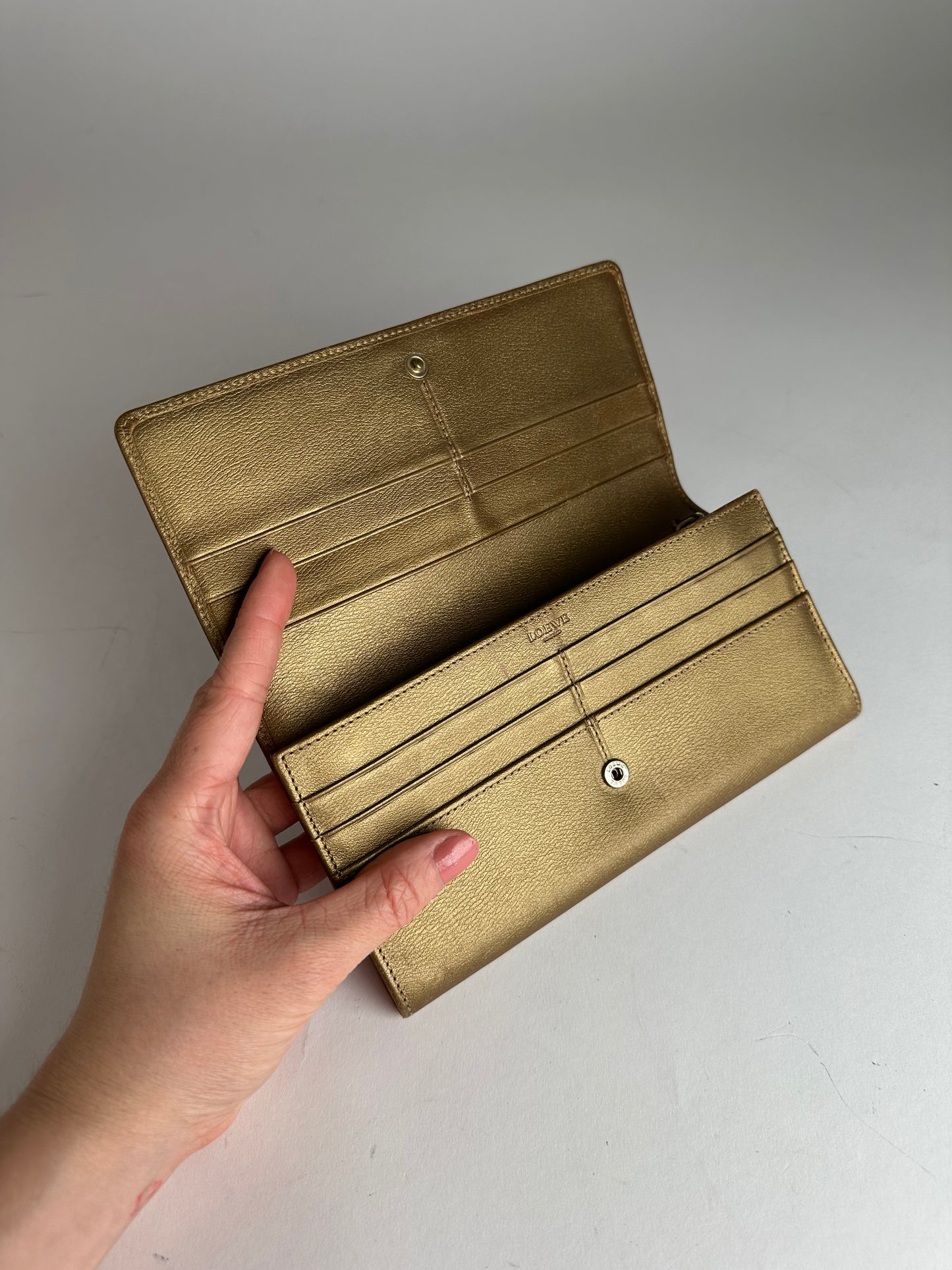 Vintage Loewe Madrid Leather Long Wallet Golden