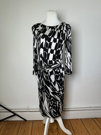 Vintage Pucci Abstract Print Rayon Dress Black White M