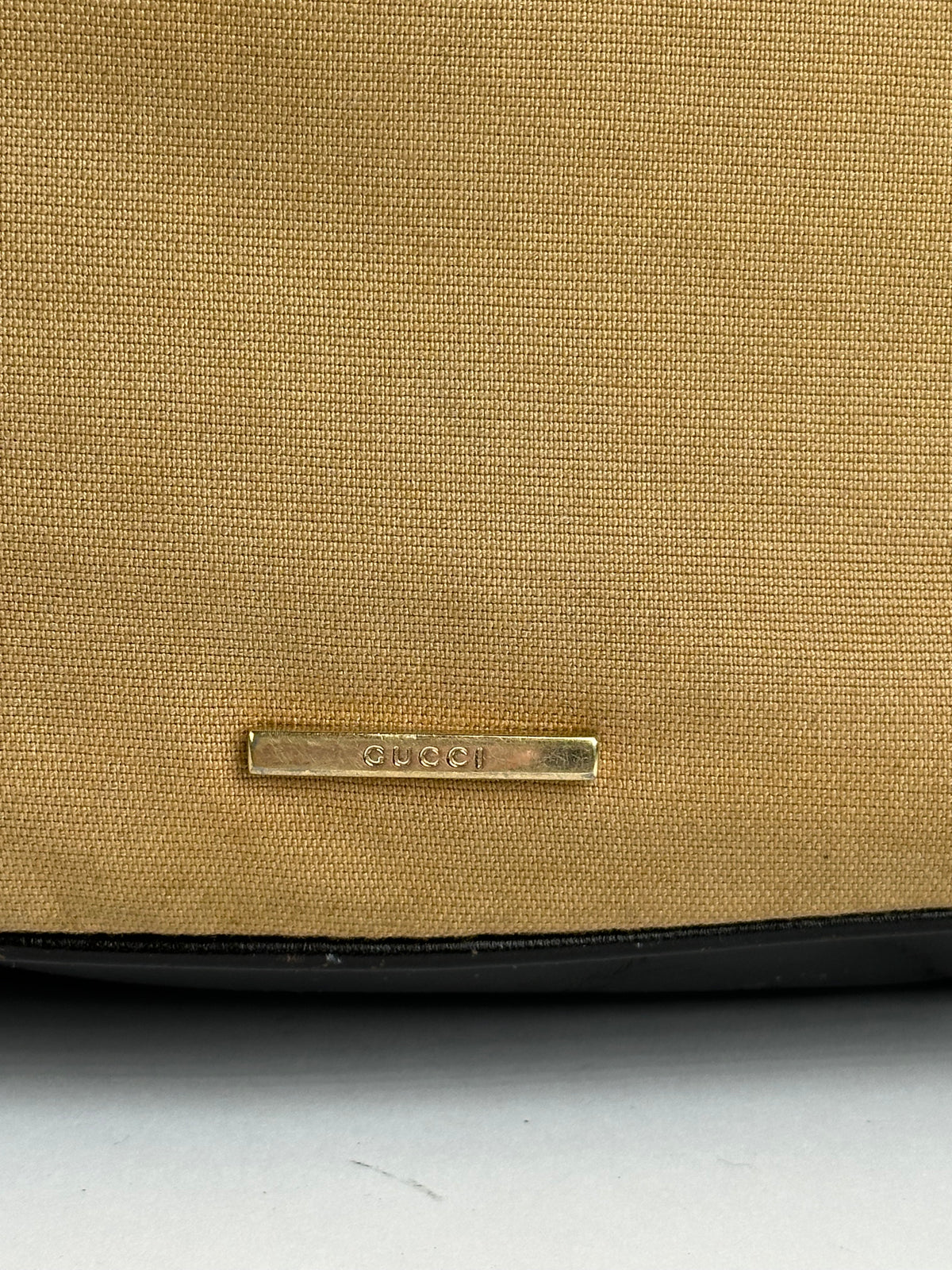 Vintage Gucci Canvas Hobo Bag Late 1990s Tan Black
