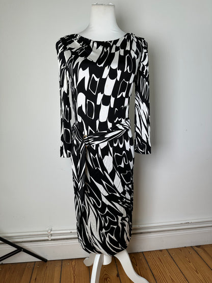 Vintage Pucci Abstract Print Rayon Dress Black White M