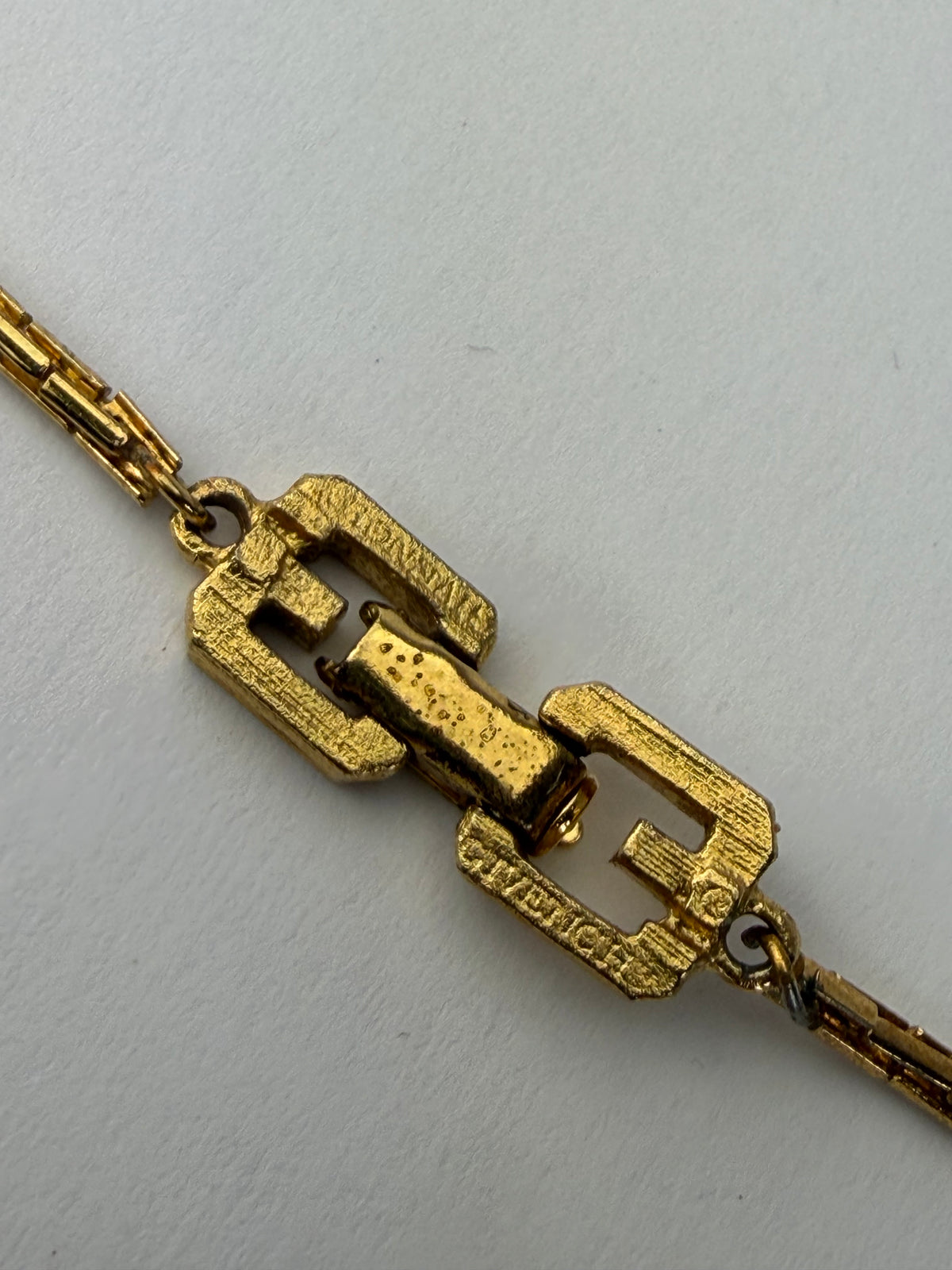 Vintage Givenchy Geometric GG Logo Necklace Late 1970s Gold