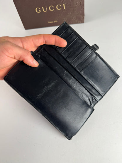 Vintage Gucci Jackie Monogram Leather Wallet Black