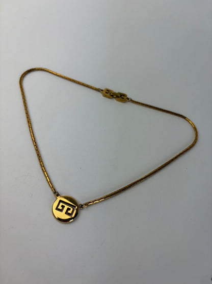 Vintage Givenchy Geometric GG Logo Necklace Late 1970s Gold