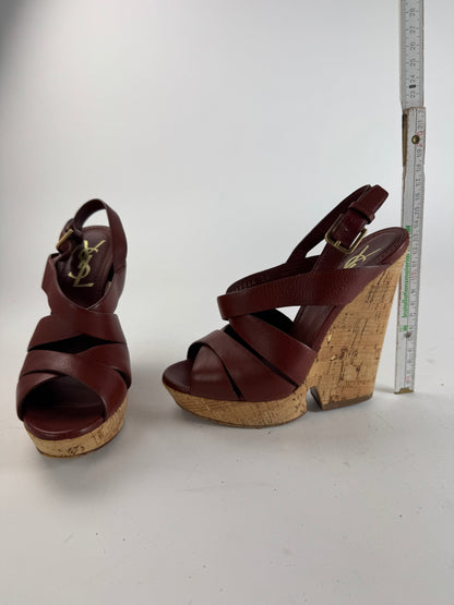 Vintage Yves Saint Laurent Leather heels redbrown EU36
