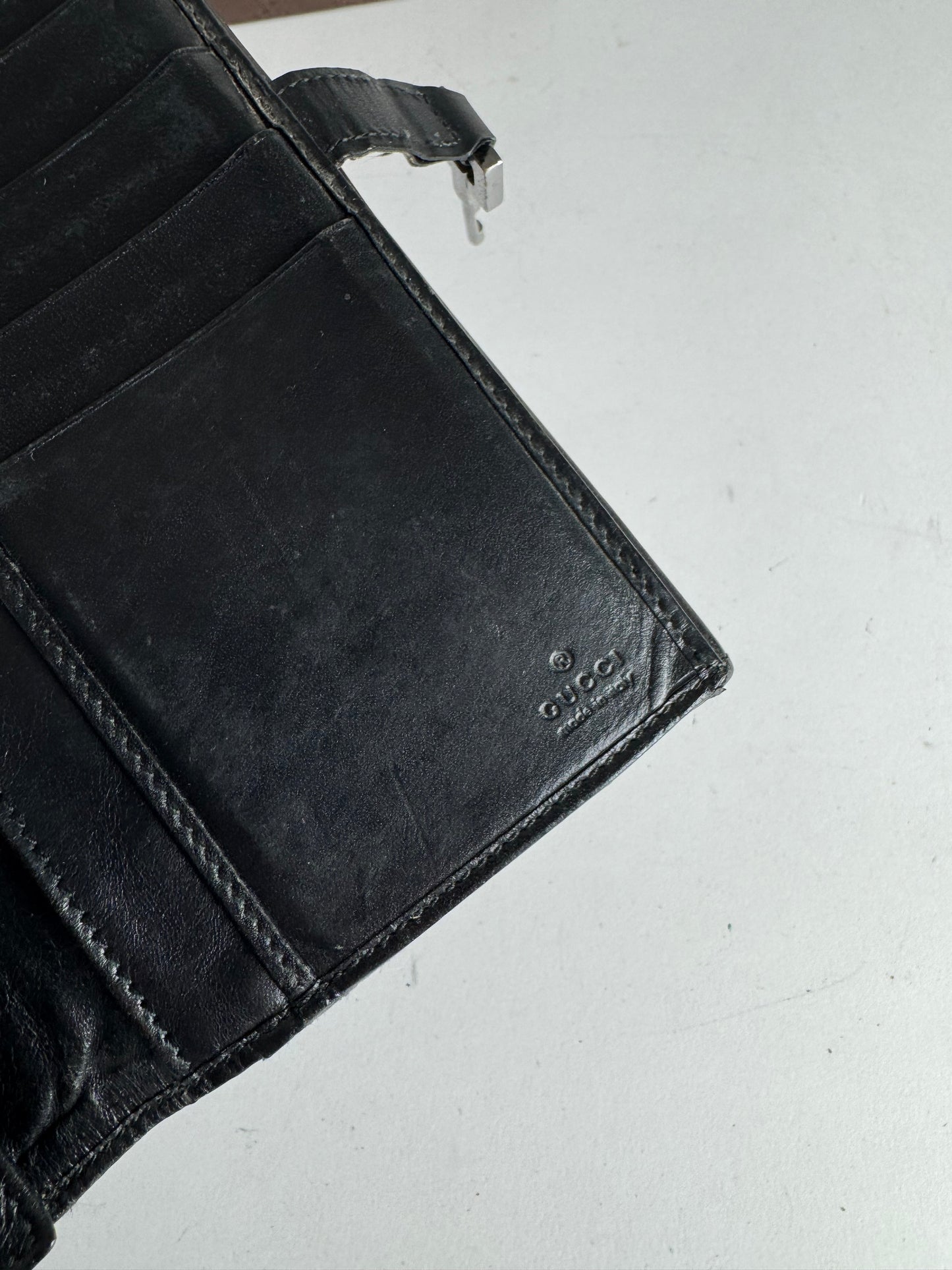 Vintage Gucci Jackie Monogram Leather Wallet Black