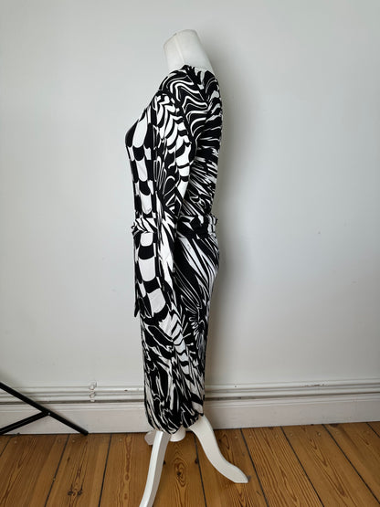 Vintage Pucci Abstract Print Rayon Dress Black White M