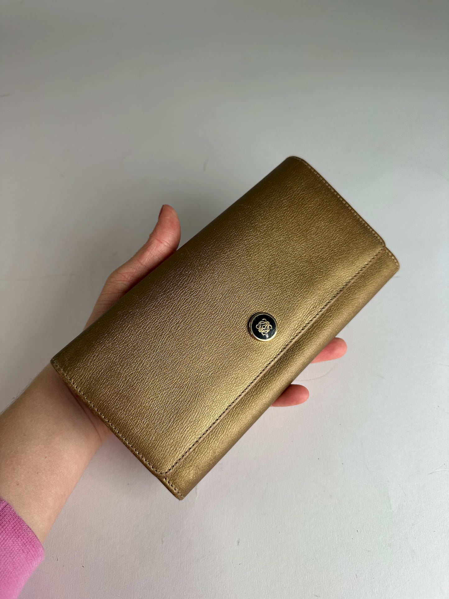 Vintage Loewe Madrid Leather Long Wallet Golden