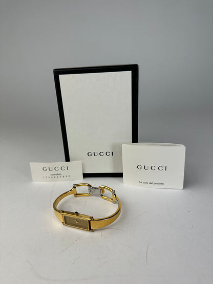 Vintage Gucci Gold Plated Horsebit Quartz Watch Golden