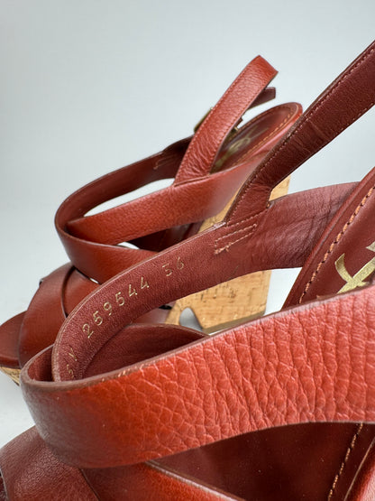 Vintage Yves Saint Laurent Leather heels redbrown EU36