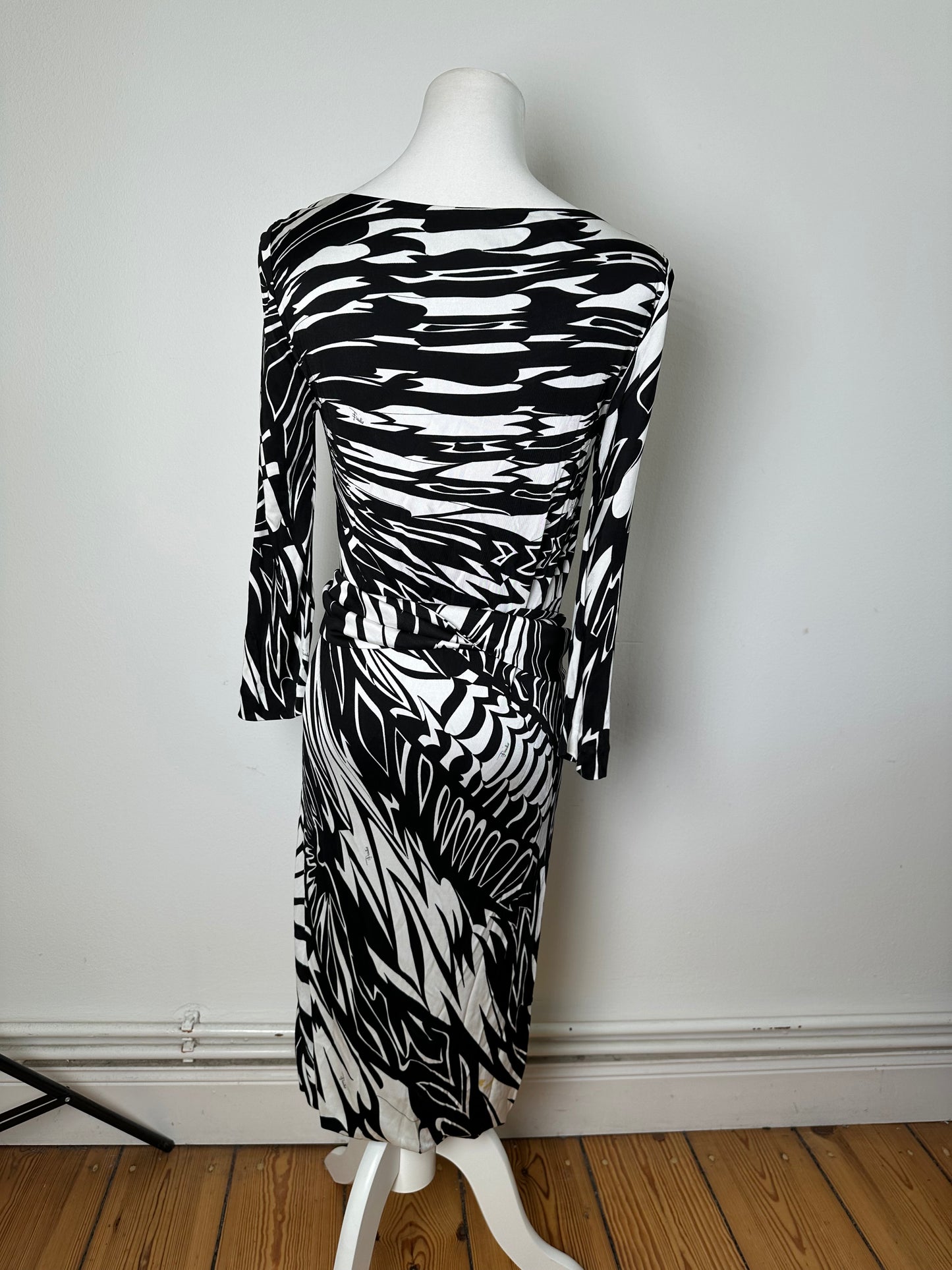 Vintage Pucci Abstract Print Rayon Dress Black White M
