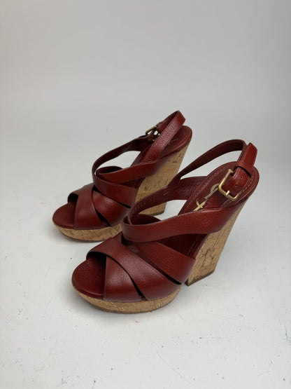 Vintage Yves Saint Laurent Leather heels redbrown EU36