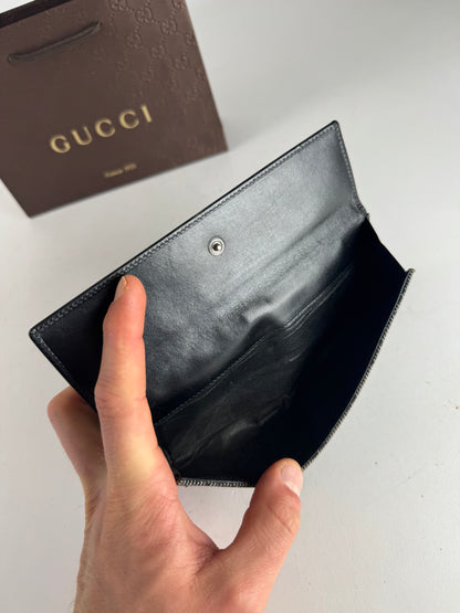 Vintage Gucci Jackie Monogram Leather Wallet Black