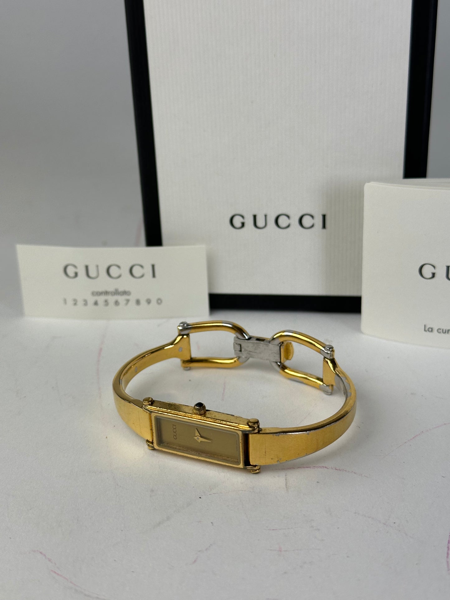 Vintage Gucci Gold Plated Horsebit Quartz Watch Golden