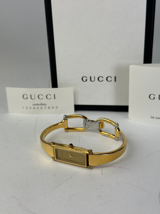 Vintage Gucci Gold Plated Horsebit Quartz Watch Golden