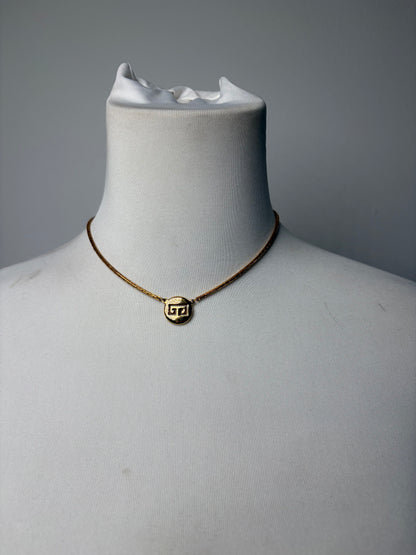 Vintage Givenchy Geometric GG Logo Necklace Late 1970s Gold