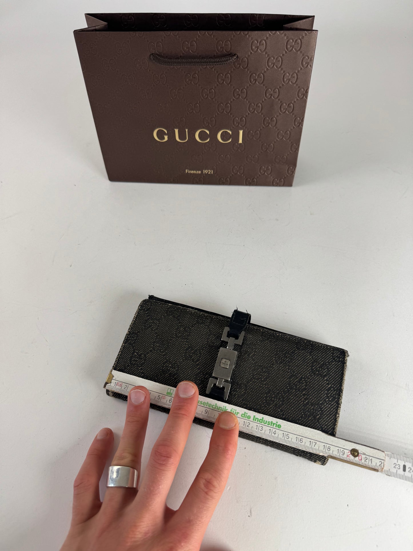 Vintage Gucci Jackie Monogram Leather Wallet Black