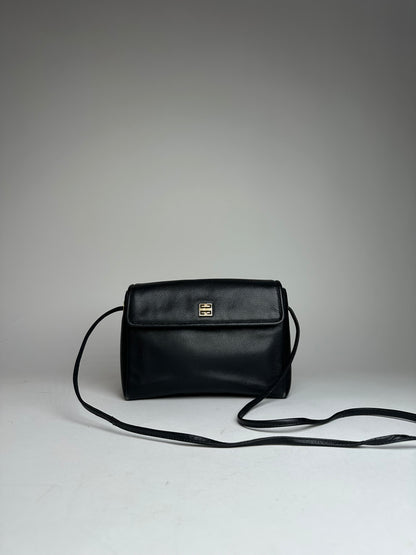 Vintage Givenchy Leather Shoulder Bag Black