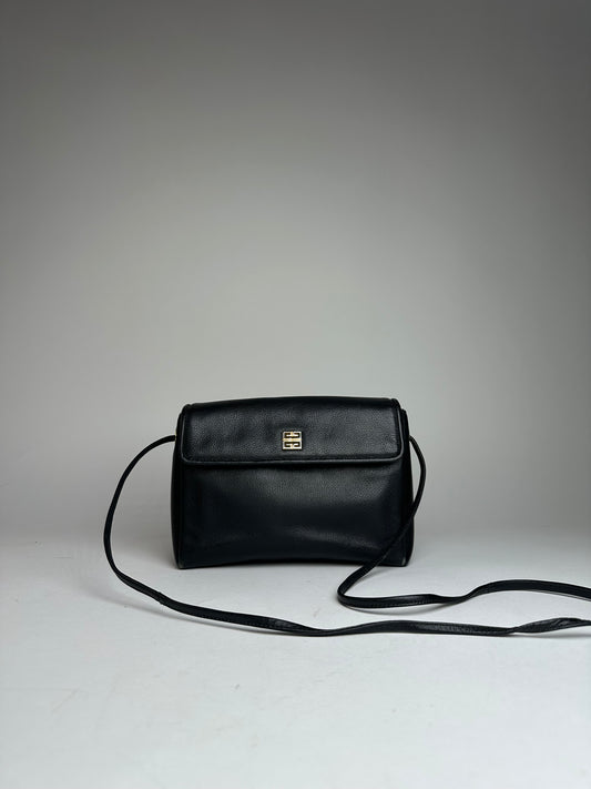 Vintage Givenchy Leather Shoulder Bag Black