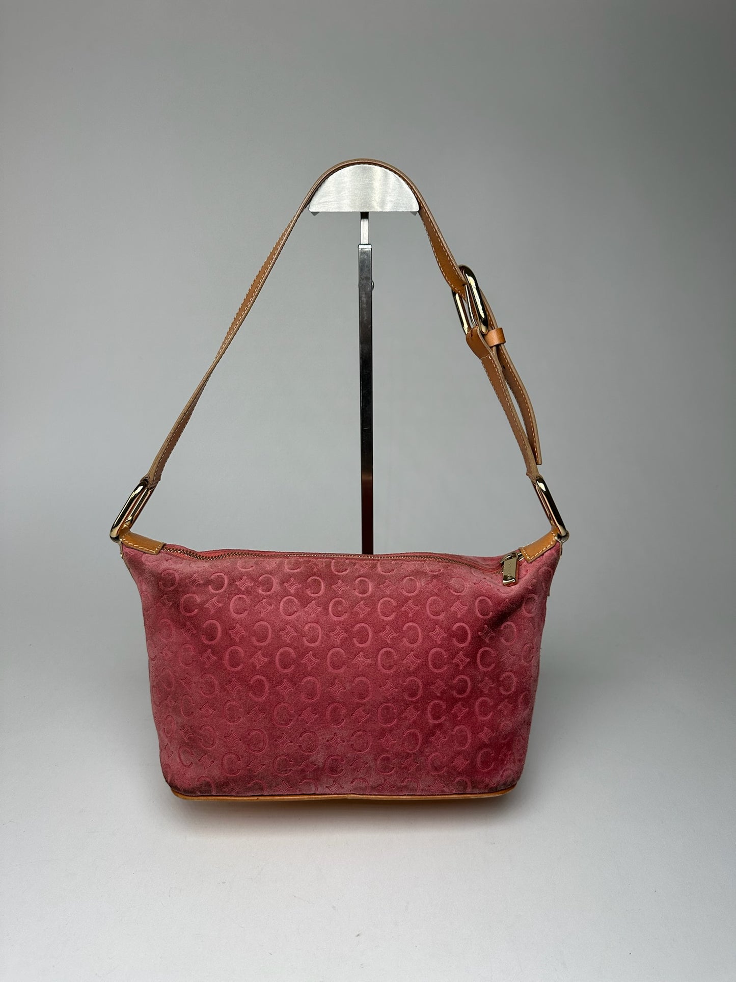 Vintage Celine Macadam Velour Leather Bag Pink