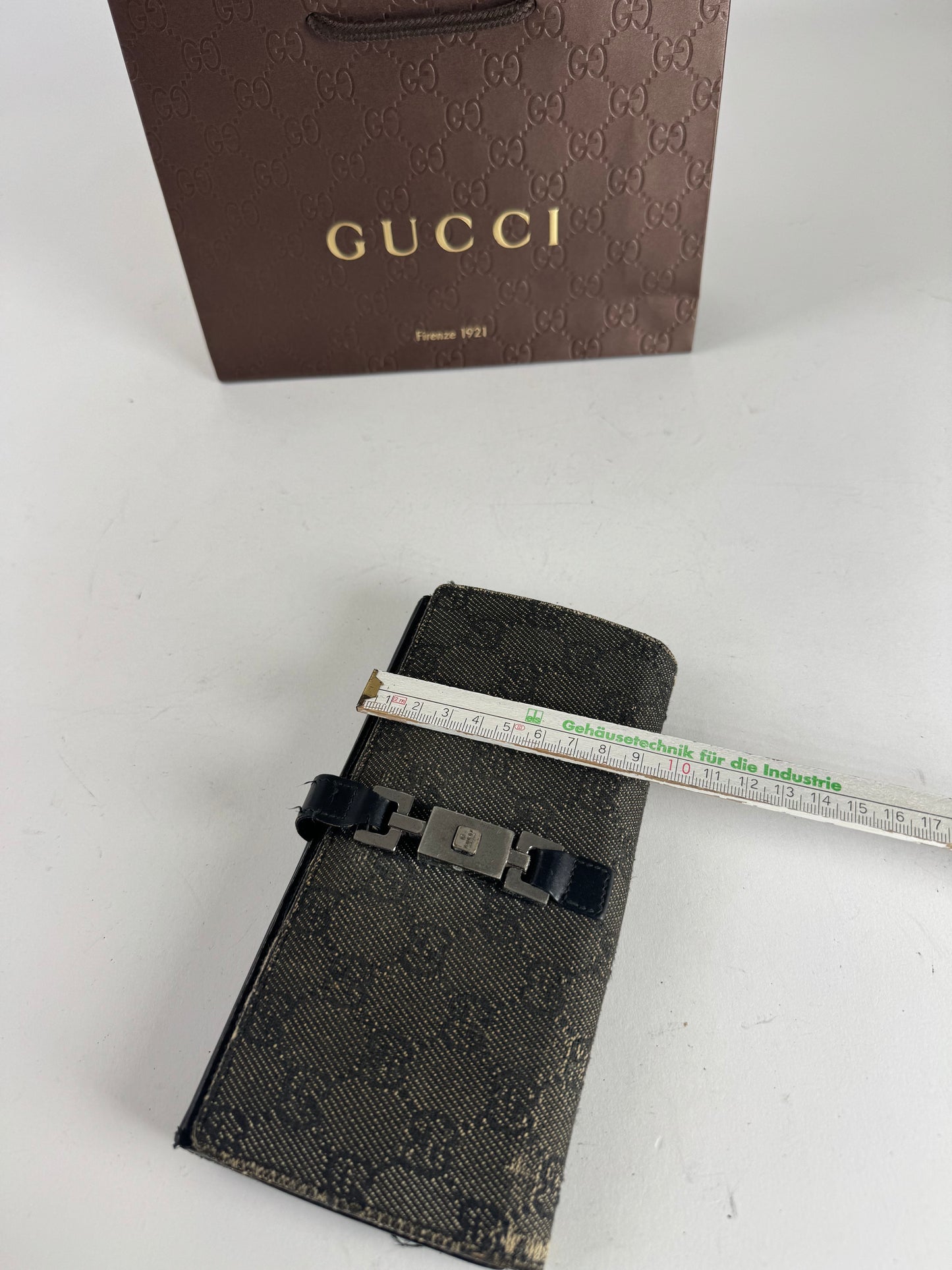 Vintage Gucci Jackie Monogram Leather Wallet Black