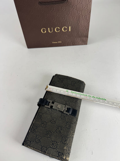 Vintage Gucci Jackie Monogram Leather Wallet Black