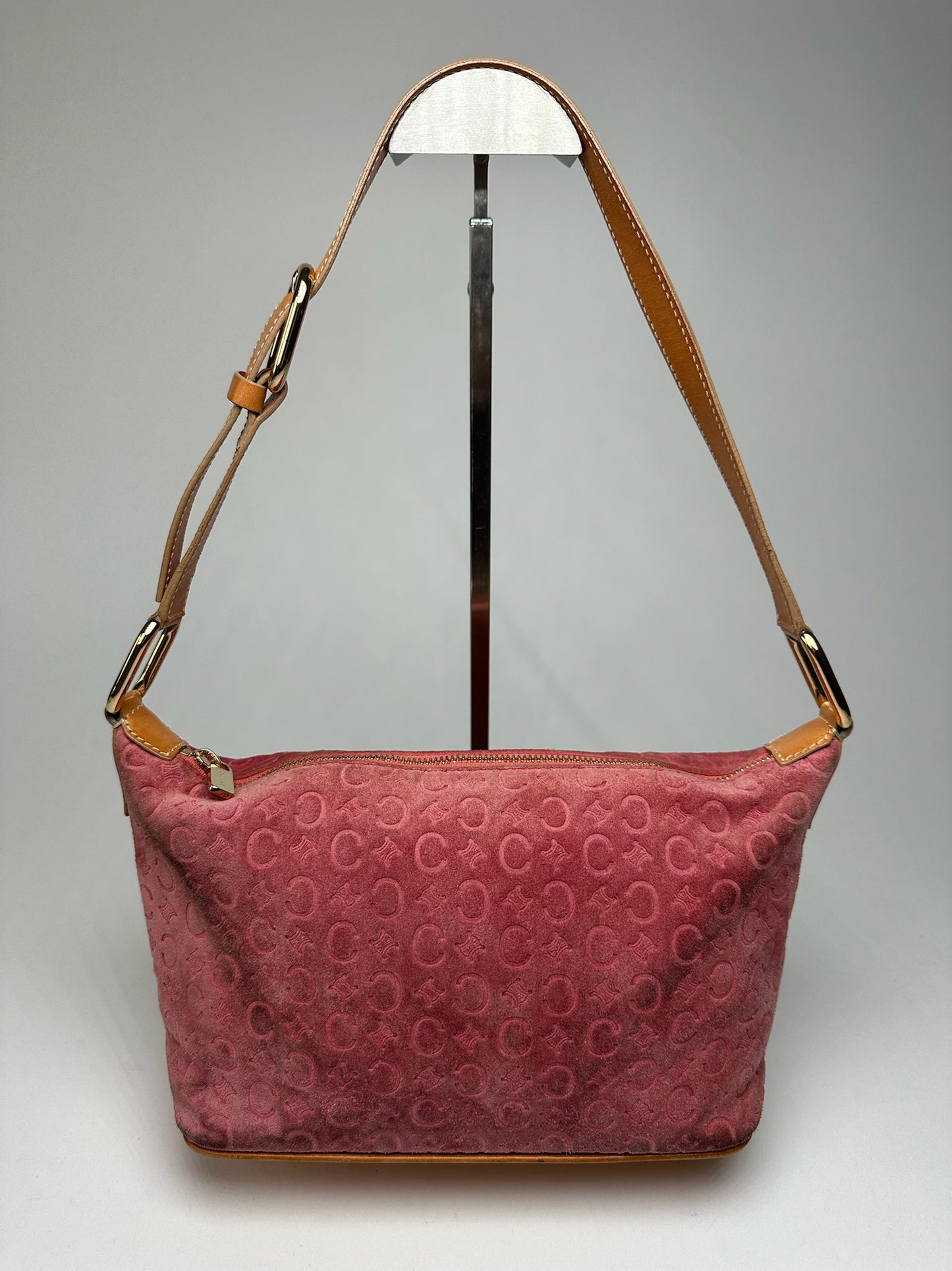 Vintage Celine Macadam Velour Leather Bag Pink