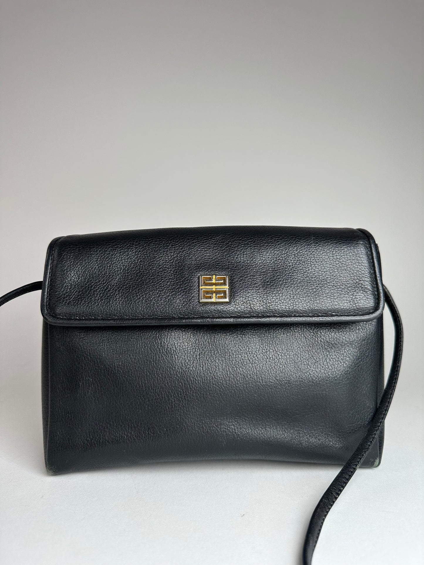 Vintage Givenchy Leather Shoulder Bag Black