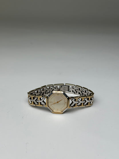 Vintage Saint Laurent Octagonal Bracelet Watch Gold Silver