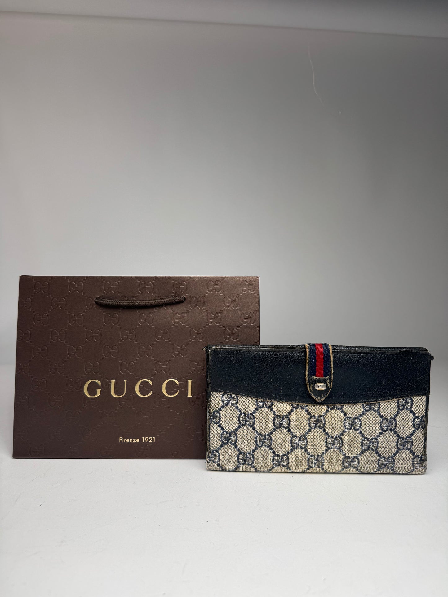 Vintage Gucci Ophidia Monogram Leather Wallet
