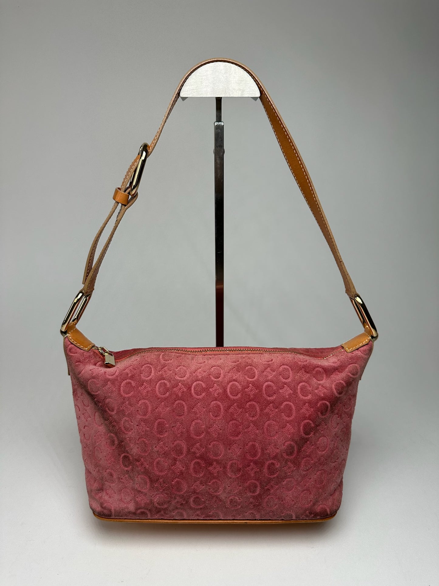 Vintage Celine Macadam Velour Leather Bag Pink
