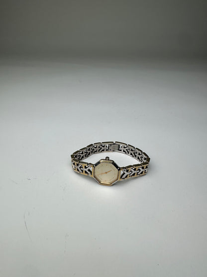 Vintage Saint Laurent Octagonal Bracelet Watch Gold Silver