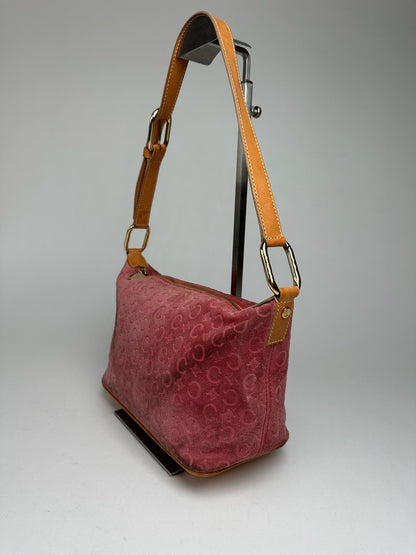 Vintage Celine Macadam Velour Leather Bag Pink