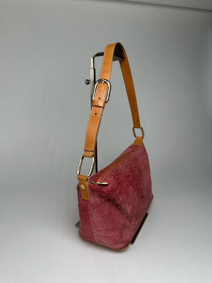 Vintage Celine Macadam Velour Leather Bag Pink