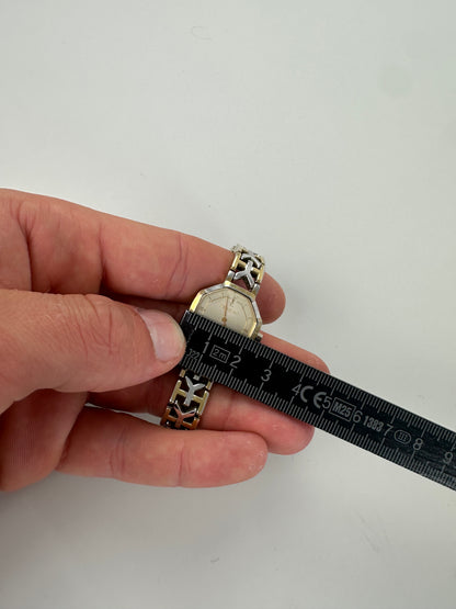 Vintage Saint Laurent Octagonal Bracelet Watch Gold Silver
