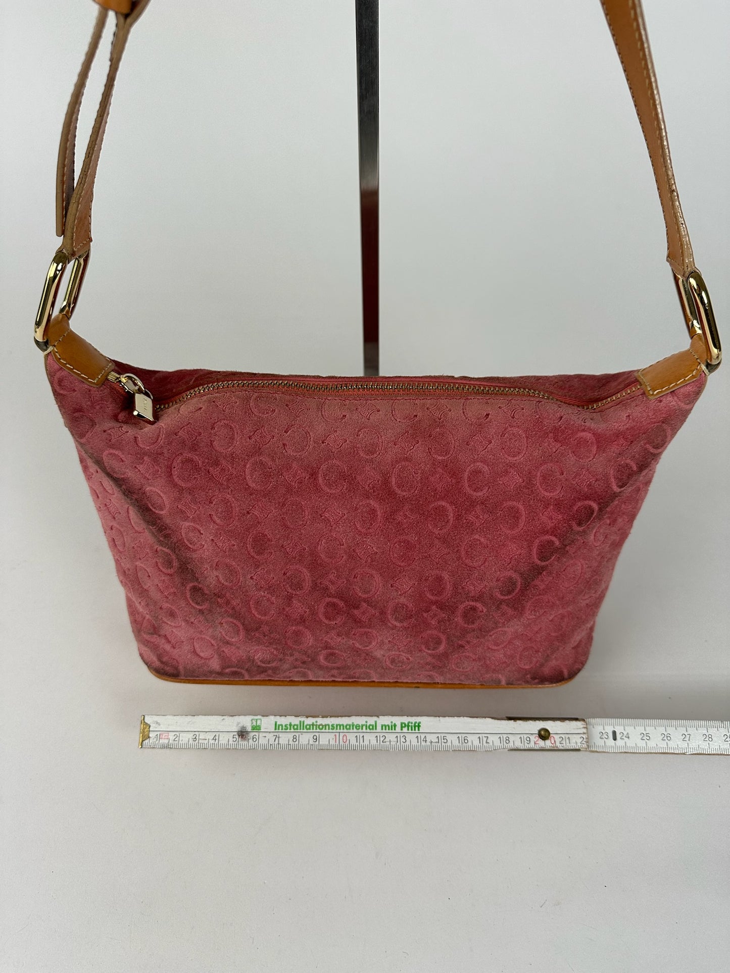 Vintage Celine Macadam Velour Leather Bag Pink