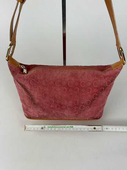 Vintage Celine Macadam Velour Leather Bag Pink