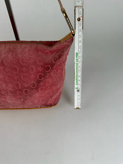 Vintage Celine Macadam Velour Leather Bag Pink