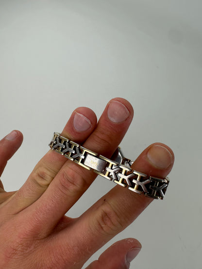 Vintage Saint Laurent Octagonal Bracelet Watch Gold Silver