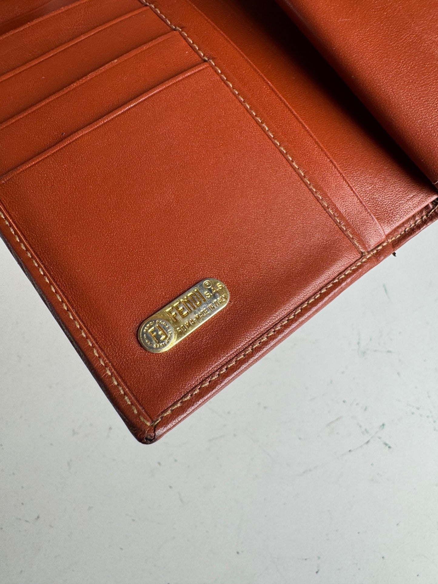 Vintage Fendi Roma Striped Leather wallet brown black gray