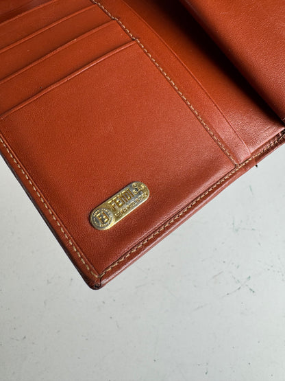 Vintage Fendi Roma Striped Leather wallet brown black gray
