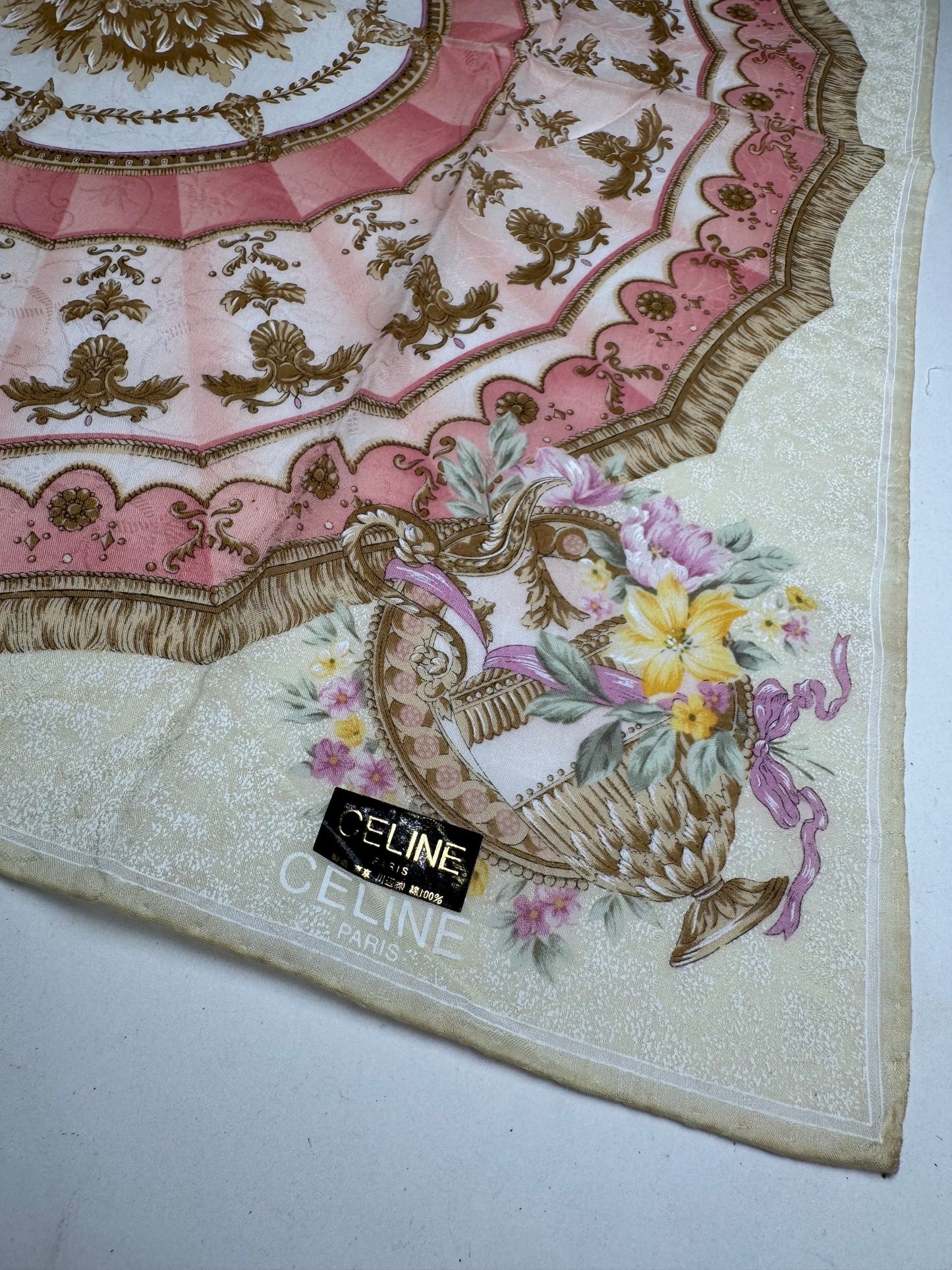 Vintage Celine Scarf Yellow pink