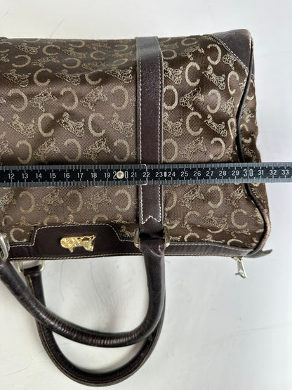 Vintage Celine C Monogram Canvas Tote Brown Beige Gold