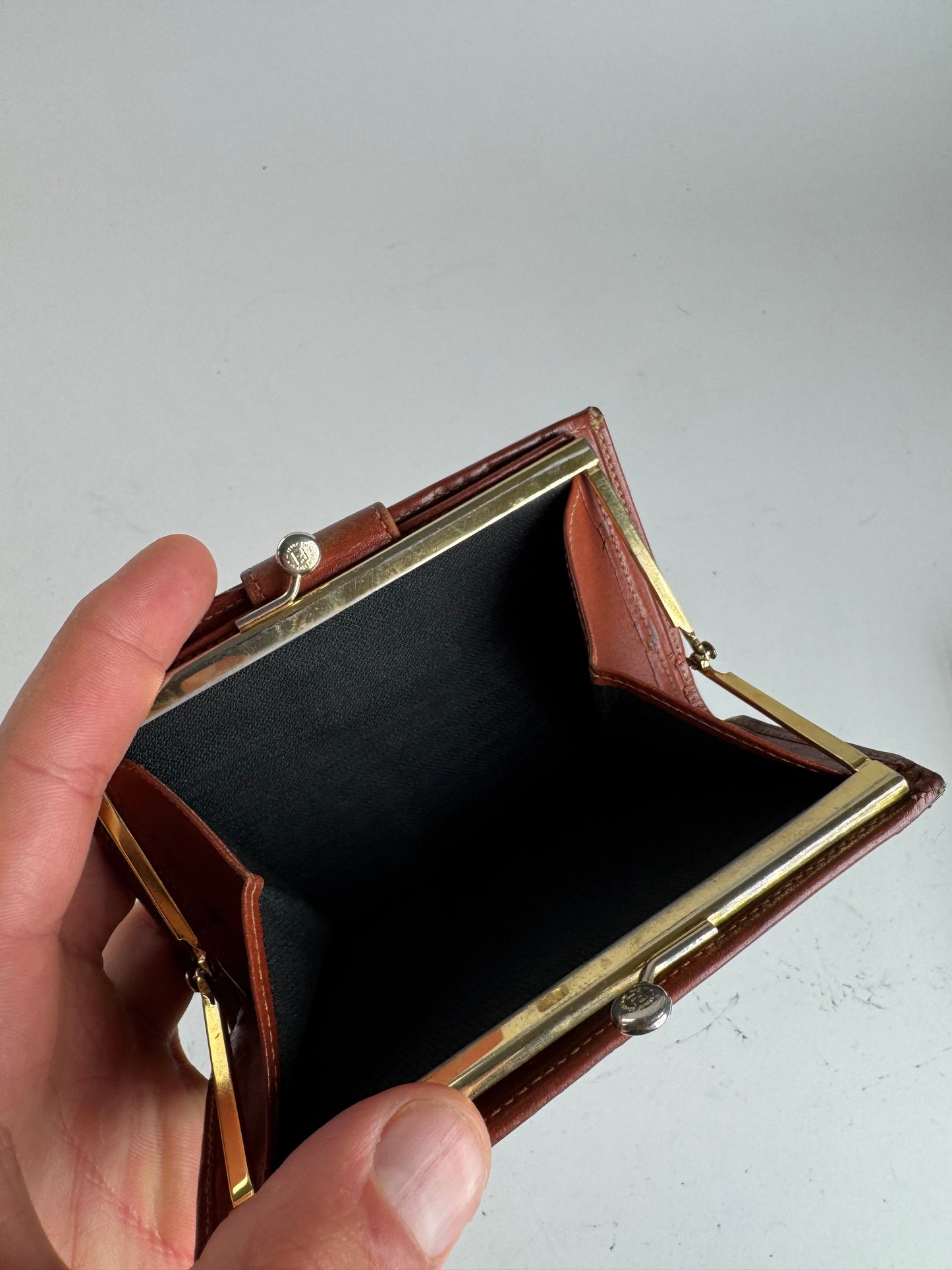 Vintage Fendi Roma Striped Leather wallet brown black gray