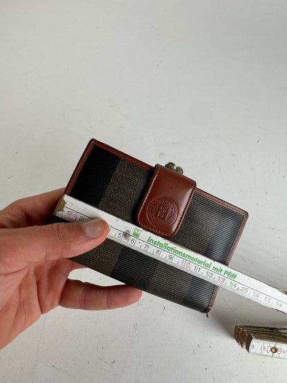 Vintage Fendi Roma Striped Leather wallet brown black gray